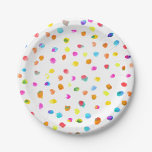 Cute polka dots rainbow girl's party paper plates
