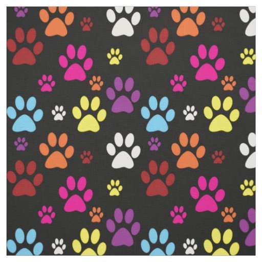 Cute Polka Paws Animal Footprint Fabric