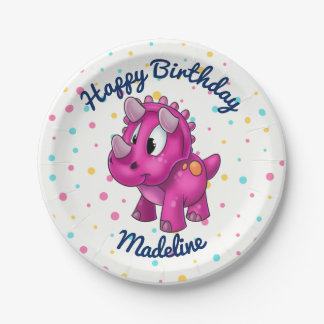 Cute Polkadot Dinosaur Party Plates