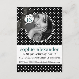 Cute Polkadot Pattern Sweet 16 Party Invitation