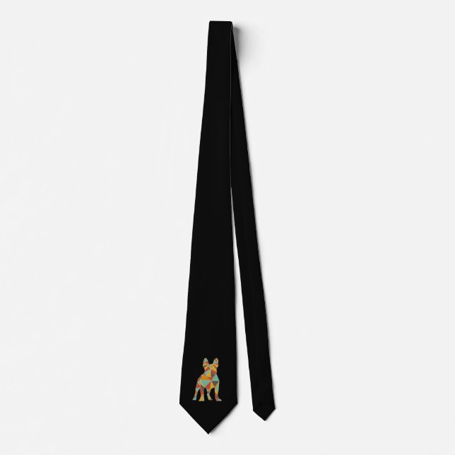 Cute Poly Retro French Bulldog T-Shirt Neck Tie (Front)