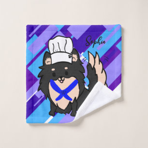 cute pom chef black wash cloth