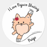 Cute Pom Figure Skating Spiral Classic Round Sticker
