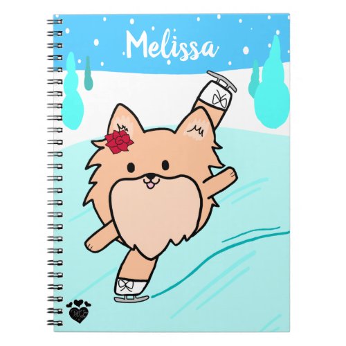 Cute Pom Figure Skating Spiral Notebook