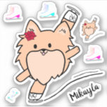 Cute Pom Figure Skating Sticker Set