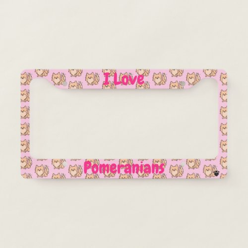 Cute Pom Pink License Plate Frame