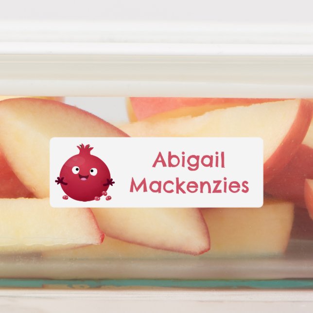 Cute pomegranate fruit cartoon personalized labels (Affixed)