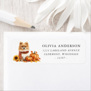 Cute Pomeranian Autumn Return Address Label