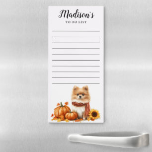 Cute Pomeranian Autumn To Do List Magnetic Notepad