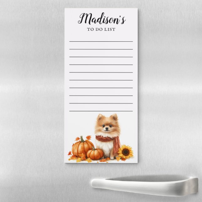 Cute Pomeranian Autumn To Do List Magnetic Notepad (In Situ)