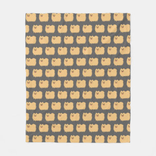 Cute Pomeranian Cartoon Dogs Pattern Poofy Poms Fleece Blanket