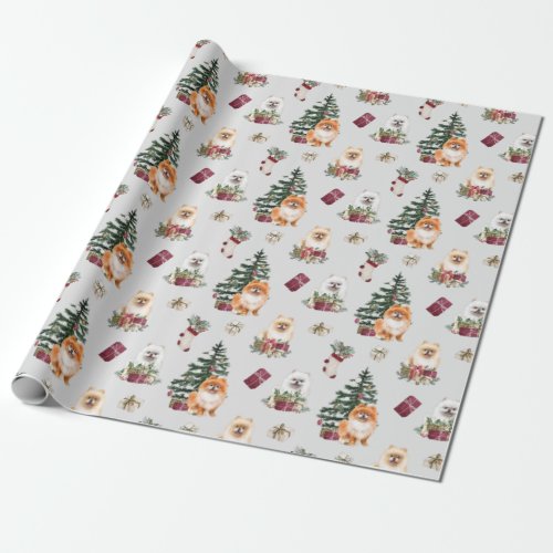 Cute Pomeranian Christmas Wrapping Paper