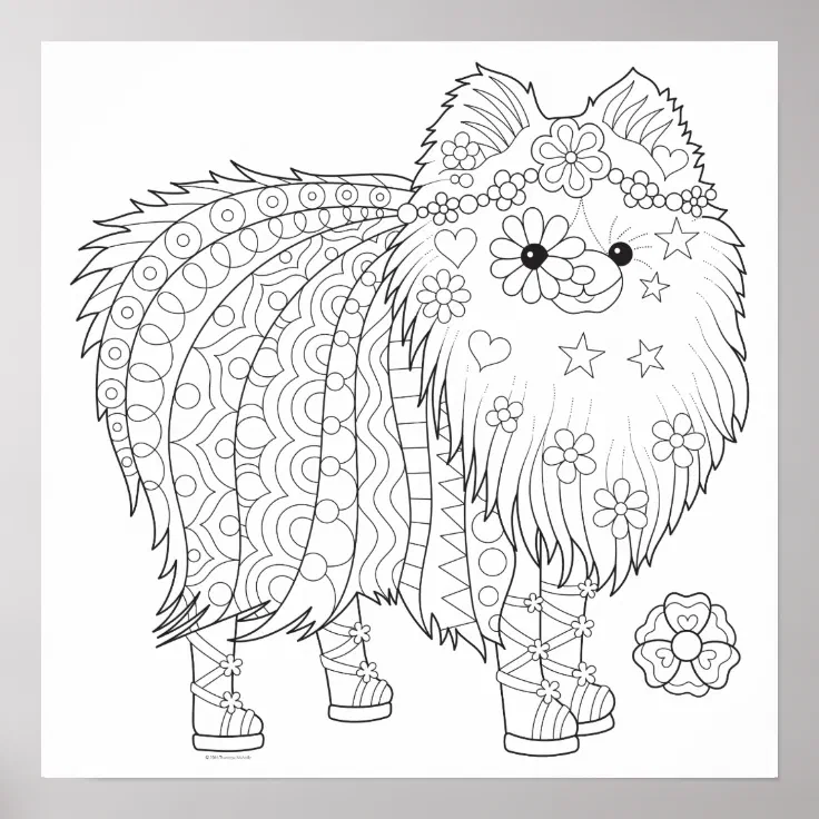 christmas pomeranian puppies coloring pages