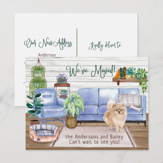 Cute Pomeranian Cozy New Home Moving      Announcement Postcard (Front/Back)