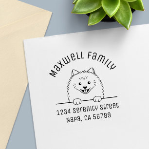 Cute Pomeranian Dog Arch Family Address Self-inking Stamp