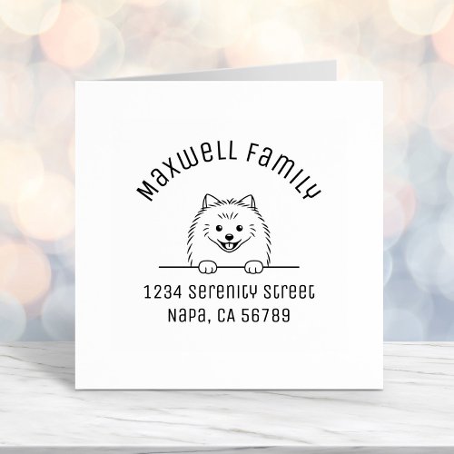 Cute Pomeranian Dog Arch Family Address Self_inking Stamp