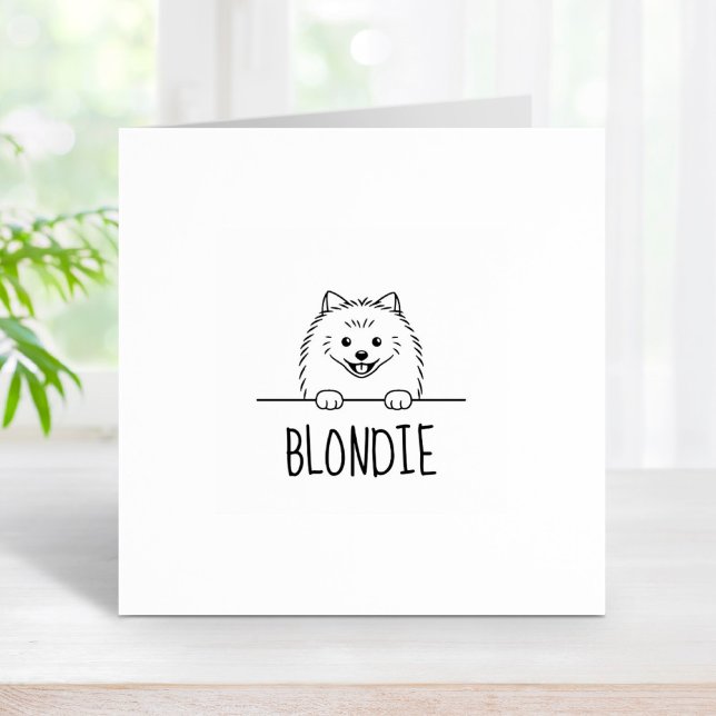 Cute Pomeranian Dog Custom Name Rubber Stamp (Creator Uploaded)
