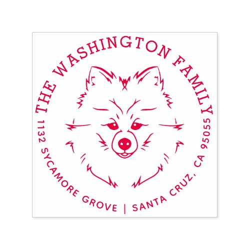 Cute Pomeranian Dog Family Name Return Address Self_inking Stamp