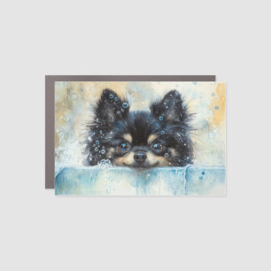 Cute Pomeranian Dog in the Bathtub Car Magnet