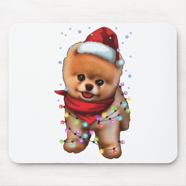 Cute Pomeranian Dog Lover Funny Xmas Holiday Gift Mouse Pad (Front)