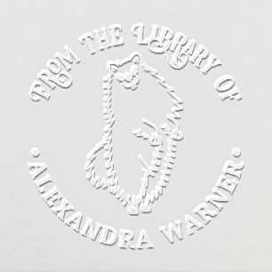 Cute Pomeranian Dog Outline #3 Library Book Name Embosser