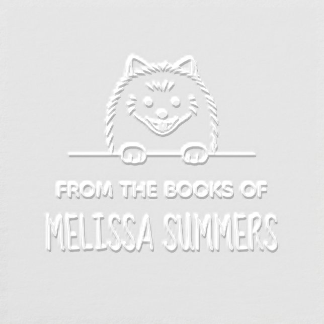 Cute Pomeranian Dog Pet Bookplate Embosser (Design)
