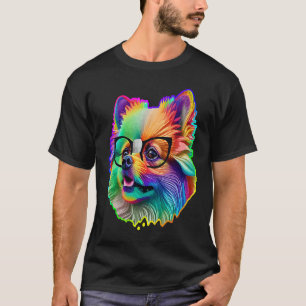 Cute Pomeranian Dog Wearing Nerd Glasses Funny Pop T-Shirt