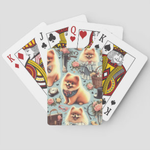 Cute Pomeranian Illustration Poker Cards