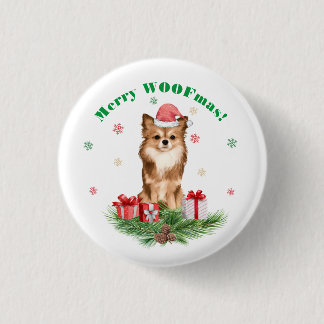 Cute Pomeranian in Santa Hat - Merry WOOFmas! Button
