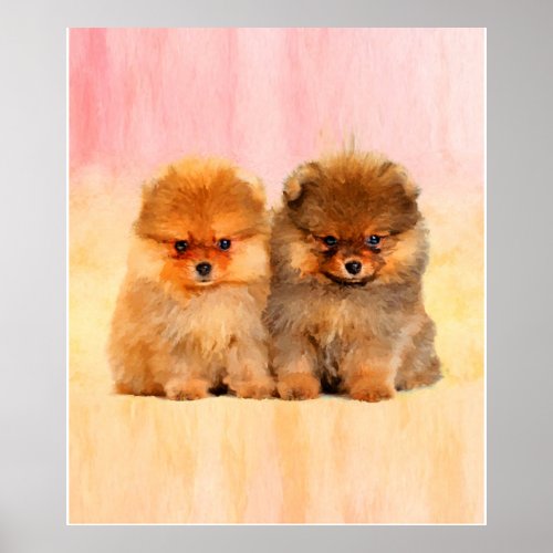 Cute Pomeranian Puppies Art Print