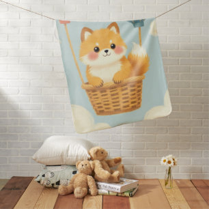 Cute Pomeranian Puppy Balloon Pastel Baby Blanket