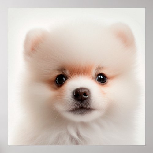 Cute Pomeranian Puppy Dog Portrait Poster