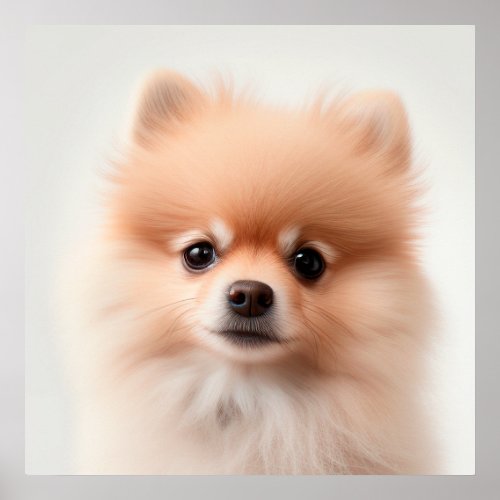 Cute Pomeranian Puppy Dog Portrait Poster 2