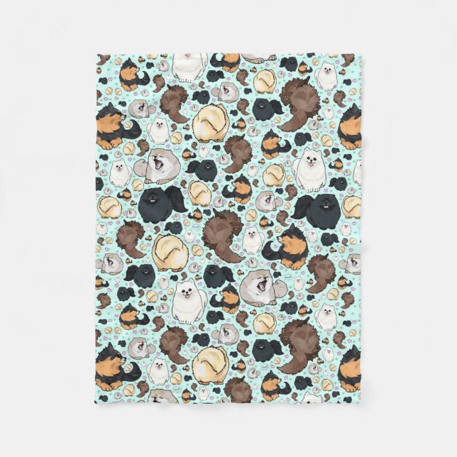 Cute Pomeranian Throw Blanket, Small (Front)