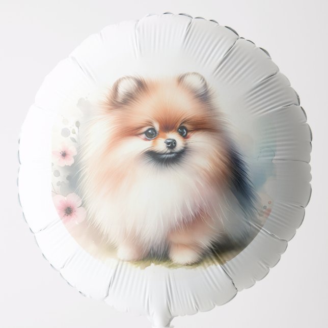 Cute Pomeranian watercolor illustration Balloon (Front)