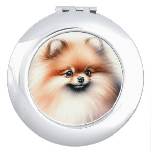 Cute Pomeranian watercolor illustration Compact Mirror