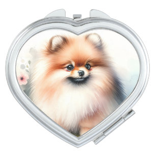 Cute Pomeranian watercolor illustration Compact Mirror