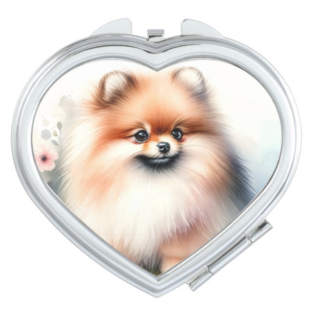 Cute Pomeranian watercolor illustration Compact Mirror (Front)