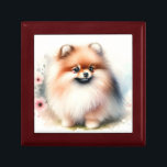 Cute Pomeranian watercolor illustration Gift Box<br><div class="desc">A fluffy Pomeranian dog with a vibrant orange and white coat, featuring large, expressive eyes and a cheerful expression. It stands amidst soft, pastel-colored flowers and gentle watercolor splashes, creating a warm and inviting atmosphere. The background is light and airy, enhancing the dog's fluffy fur and playful demeanor.</div>