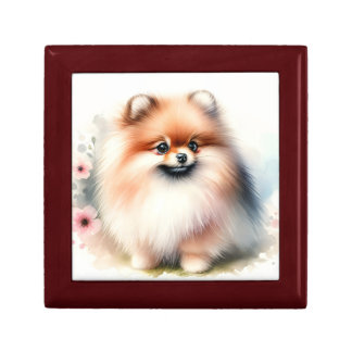 Cute Pomeranian watercolor illustration Gift Box