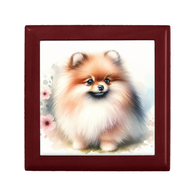 Cute Pomeranian watercolor illustration Gift Box (Front)