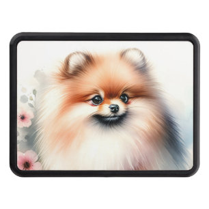 Cute Pomeranian watercolor illustration Hitch Cover