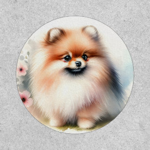 Cute Pomeranian watercolor illustration Patch