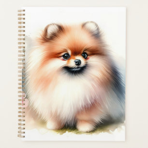 Cute Pomeranian watercolor illustration Planner
