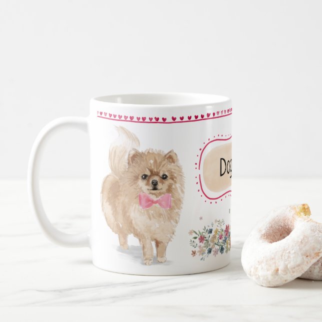 Cute Pomeranian Watercolor Mug (With Donut)