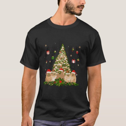 Cute Pomeranians Christmas Tree Gift Xmas Decorati T_Shirt
