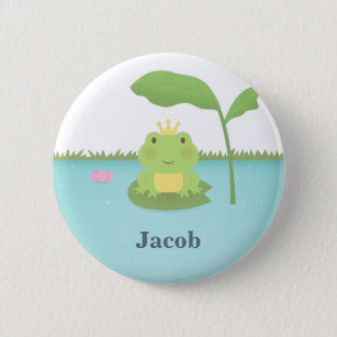 Cute Pond Frog Prince For Boys Button