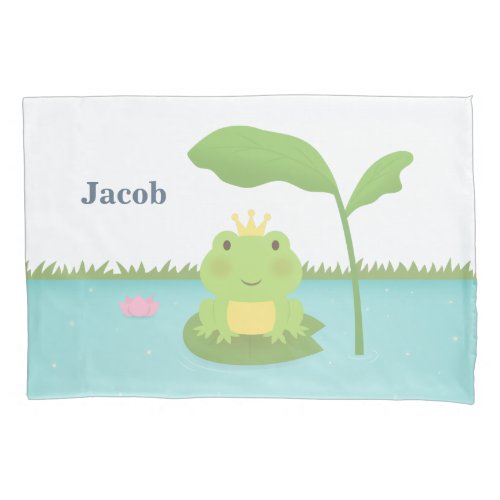 Cute Pond Frog Prince For Boys Room Decor Pillowcase