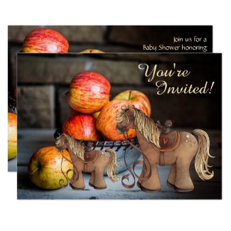 Cute Ponies and Apples Fall Horse Baby Shower Invitation