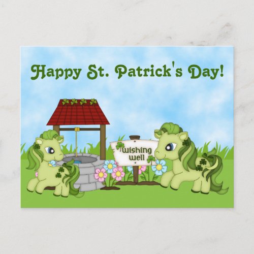 Cute Ponies Happy St Patricks Day Horse Postcard